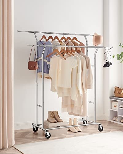 SONGMICS Heavy Duty klesstativ, m. 2 justerbare hengestenger, hydejusterbare, hjul - slvjern