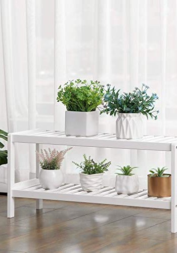 SONGMICS skohylle, m. 2 hyller - hvit bambus