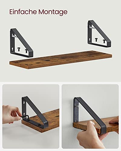 VASAGLE Wandregal, rechteckig – braunes MDF und schwarzer Stahl (3er-Set)