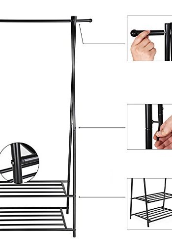 SONGMICS klesstativ, m. 2 hyller - svart jern