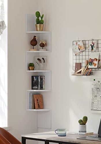 VASAGLE hjrne vegghylle - hvit sponplate