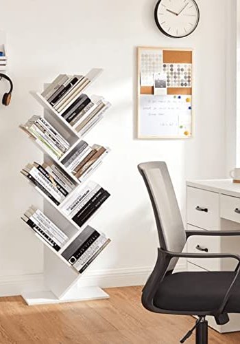 VASAGLE Bücherregal „Tree“ – weiße Spanplatte