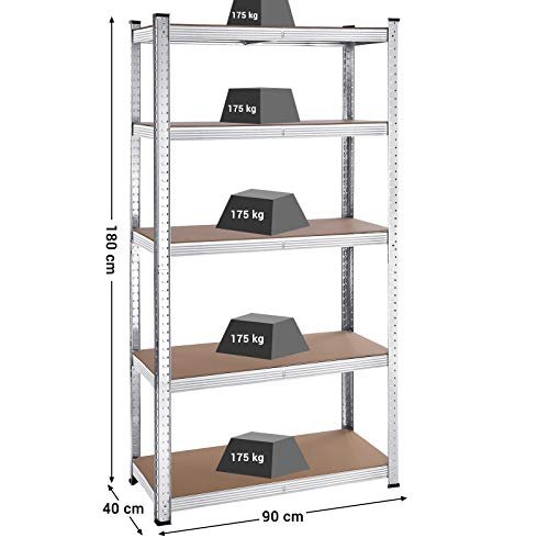 SONGMICS hylle for verktyrom, m. 5 hyller - MDF og slvstl (sett med 2)