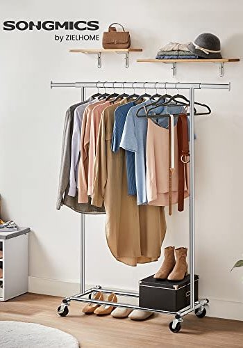 SONGMICS klesstativ, med uttrekkbar hengestang, hjul - slv stl