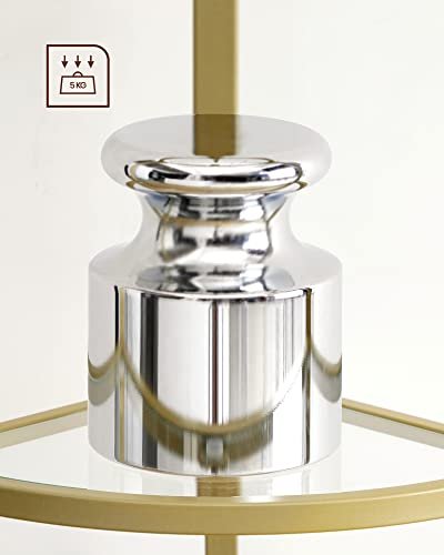 VASAGLE hjrne bokhylle, m. 5 hyller - herdet glass og gullstl