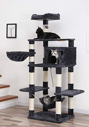 FEANDREA skrapestolpe, 6 niver, 1 plattform, 1 hule, 1 Pom Pom, 1 kurv, 1 hengekye - rykgr plysj