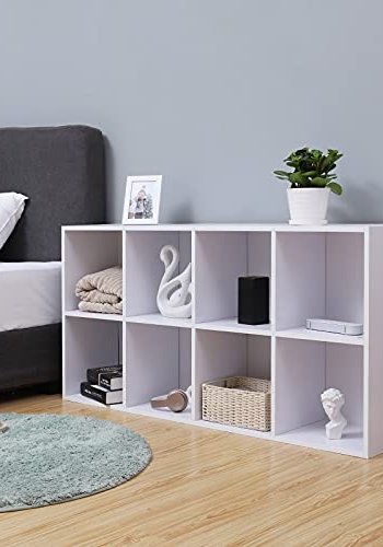 VASAGLE bokhylle, m. 8 rom - hvit sponplate