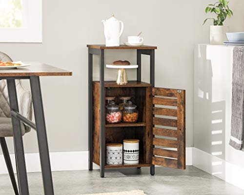 VASAGLE sidebord, m. 1 sprossedr, 1 pent rom og 1 hylle - rustikk brun sponplate og sort stl (37x30)