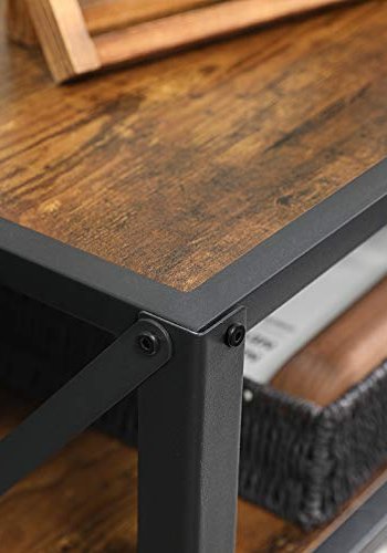 VASAGLE TV-bord, m. 2 hyller - rustikk brun sponplate og sort stl (140x39,2)