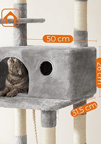 FEANDREA skrapestolpe, 6 niver, 2 plattformer, 1 kurv, 1 hule, 3 pom-poms, 1 hengekye - lys gr plysj