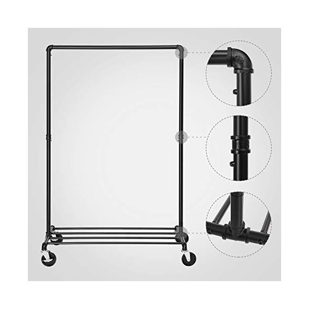 Heavy Duty t�jstativ, m. 1 hylde og hjul - sort st�l
