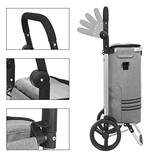 SONGMICS vogn, 35L, sammenleggbar, kjlebag, avtagbar ryggsekk, hjul - gr polyester og aluminium