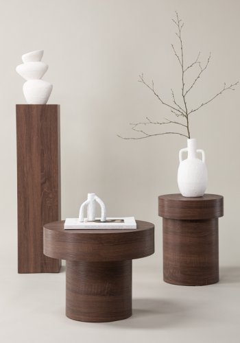 VIND COLLECTION Malung sidebord, rundt - mrkebrunt papirlaminat (50)