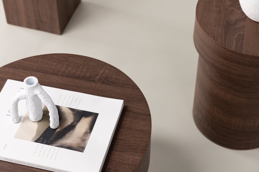 VIND COLLECTION Malung sidebord, rundt - mrkebrunt papirlaminat (50)