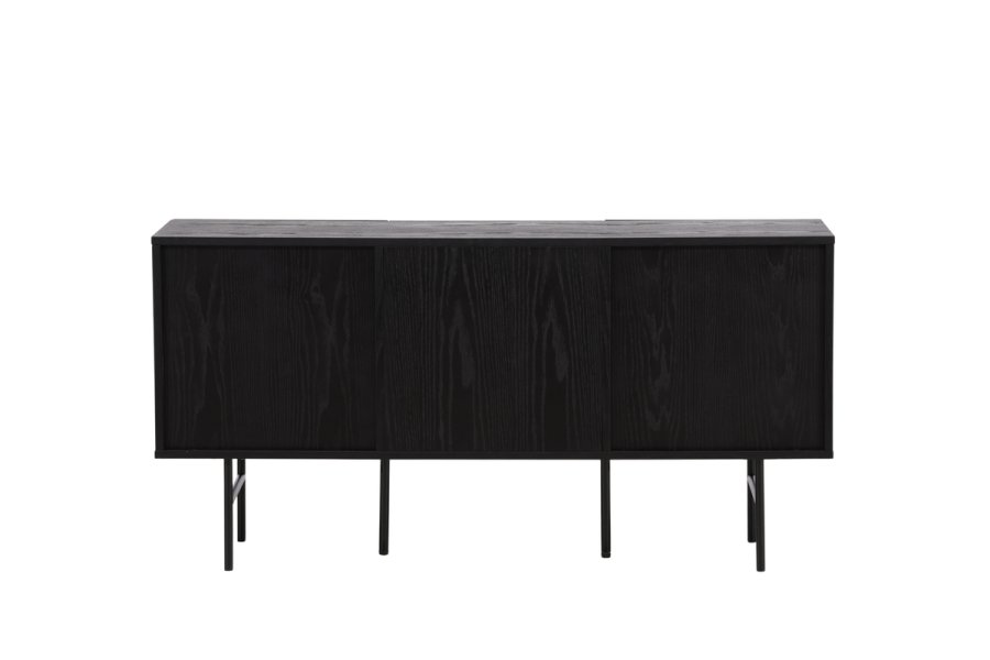 VIND KOLLEKSJON Björkön skjenk, m. 3 drer og 2 hyller - svart finer og sort stl (150x42)