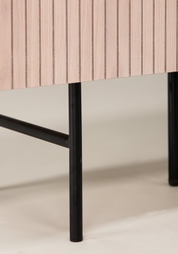 VIND KOLLEKSJON Björkön skjenk, m. 3 drer og 2 hyller - hvitkalket finer og sort stl (150x42)