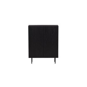 VIND KOLLEKTION Björkön Högskp, m. 2 dörrar och 3 hyllor - svart fanér och svart stl