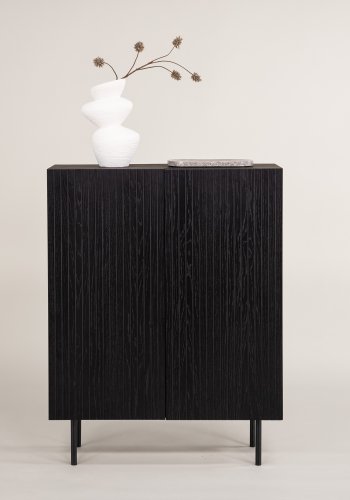 VIND KOLLEKSJON Björkön Hyskap, m. 2 drer og 3 hyller - sort finér og sort stl