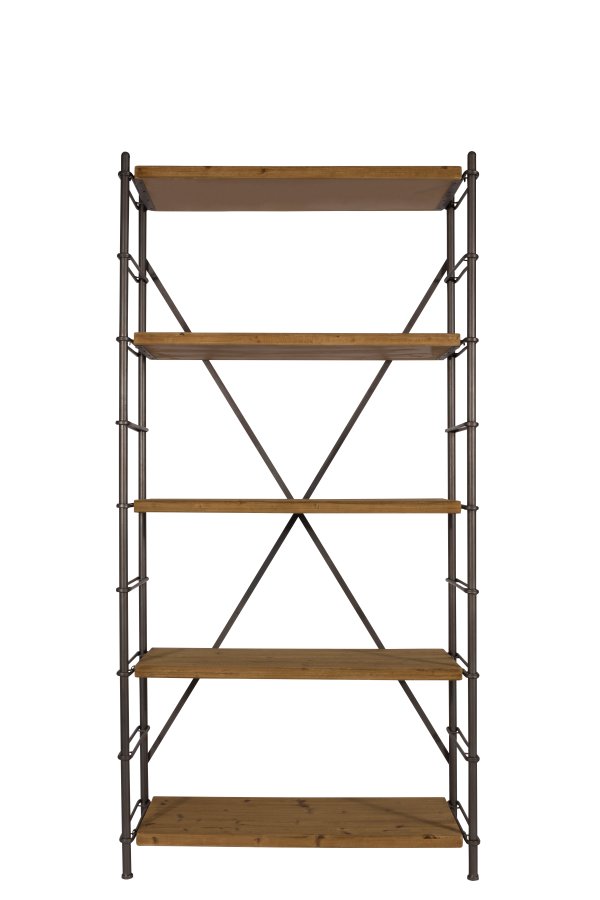 DUTCHBONE Eisenbücherregal mit 4 Regalen - Naturholz und Eisen