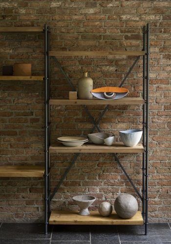 DUTCHBONE Eisenbücherregal mit 4 Regalen - Naturholz und Eisen