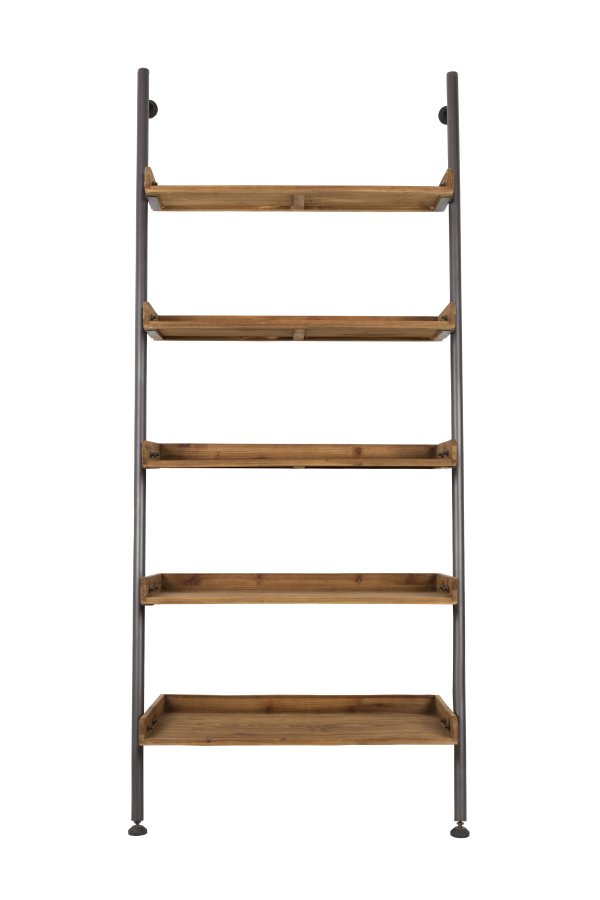 WHITE LABEL LIVING Wally stigehylle, m. 5 hyller - brun furu