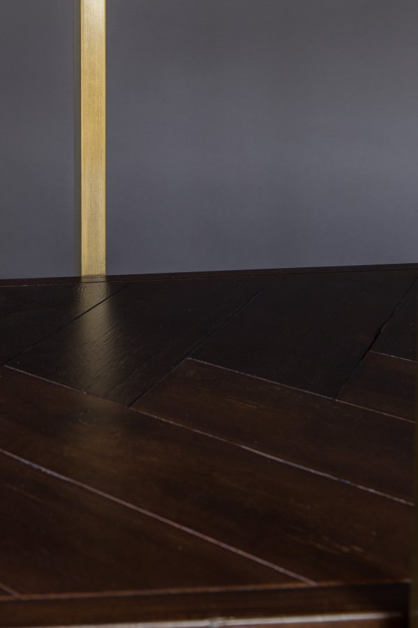 DUTCHBONE Class Bücherregal, mit 4 Regalen – braunes Fischgrätholz und goldener Stahl