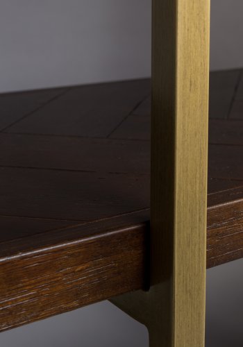 DUTCHBONE Class Bücherregal, mit 4 Regalen – braunes Fischgrätholz und goldener Stahl