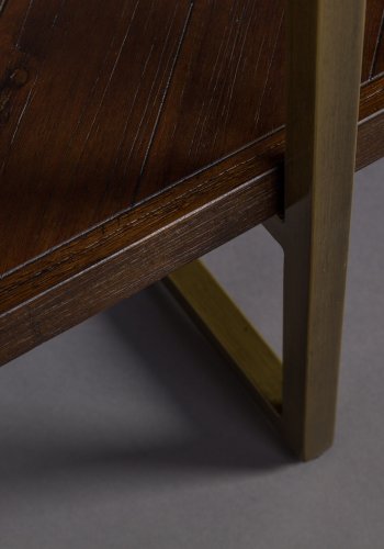 DUTCHBONE Class Bücherregal, mit 4 Regalen – braunes Fischgrätholz und goldener Stahl