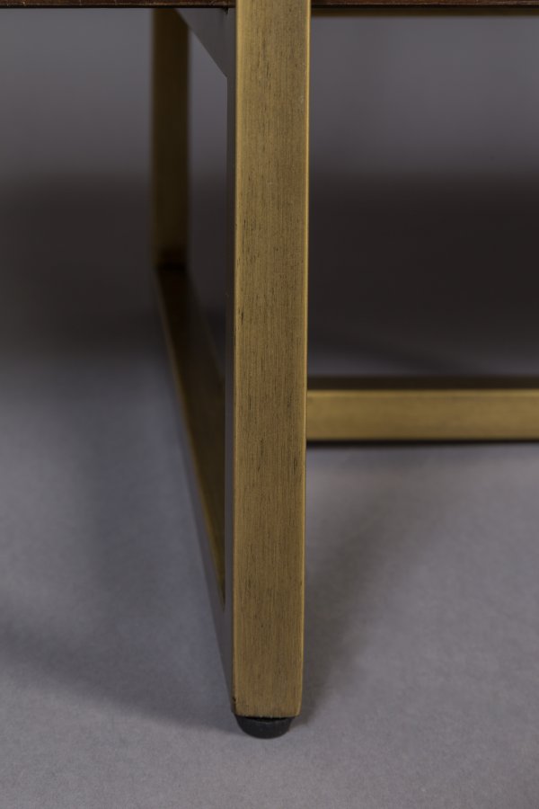 DUTCHBONE Class Bücherregal, mit 4 Regalen – braunes Fischgrätholz und goldener Stahl