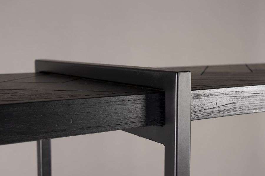 DUTCHBONE Class Bücherregal, mit 4 Regalen – schwarzes Fischgrätholz und schwarzer Stahl