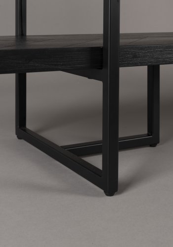 DUTCHBONE Class Bücherregal, mit 4 Regalen – schwarzes Fischgrätholz und schwarzer Stahl