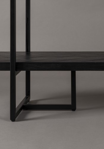 DUTCHBONE Class Bücherregal, mit 4 Regalen – schwarzes Fischgrätholz und schwarzer Stahl