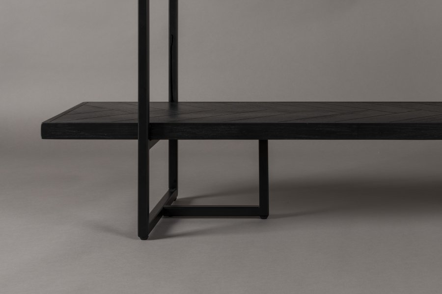 DUTCHBONE Class Bücherregal, mit 4 Regalen – schwarzes Fischgrätholz und schwarzer Stahl