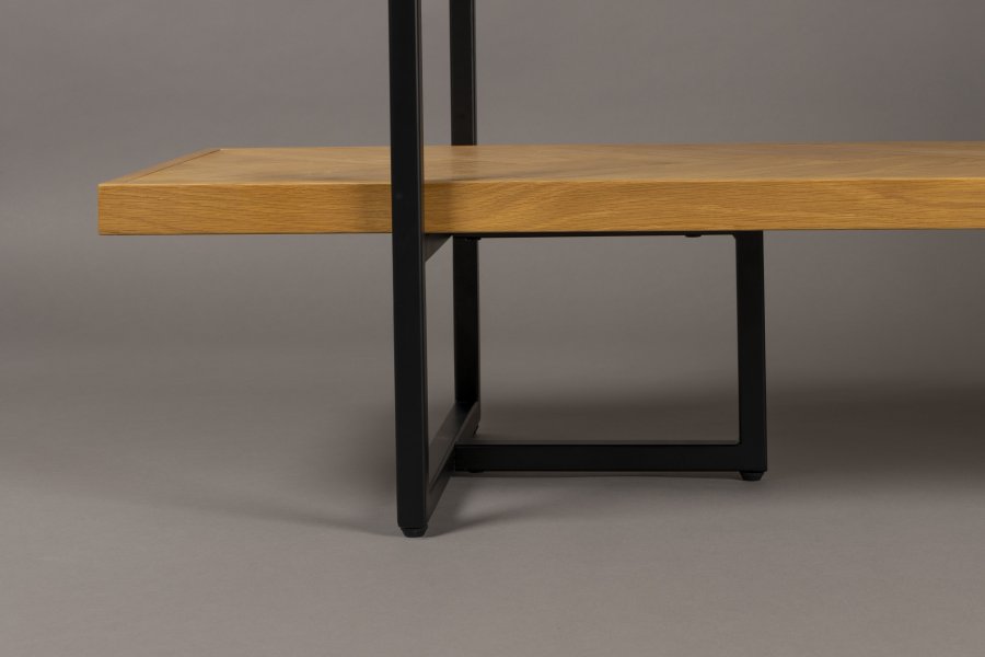 DUTCHBONE Class Bücherregal, mit 4 Regalen – natürliche Fischgräteneiche und schwarzer Stahl