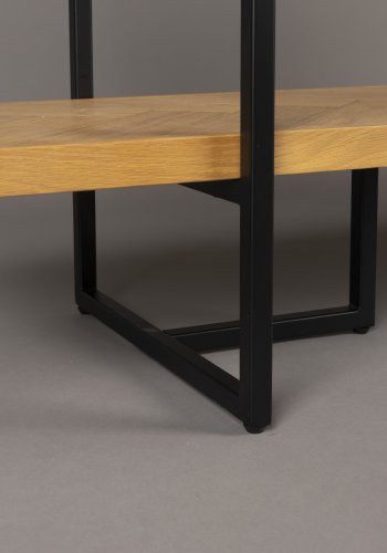 DUTCHBONE Class Bücherregal, mit 4 Regalen – natürliche Fischgräteneiche und schwarzer Stahl