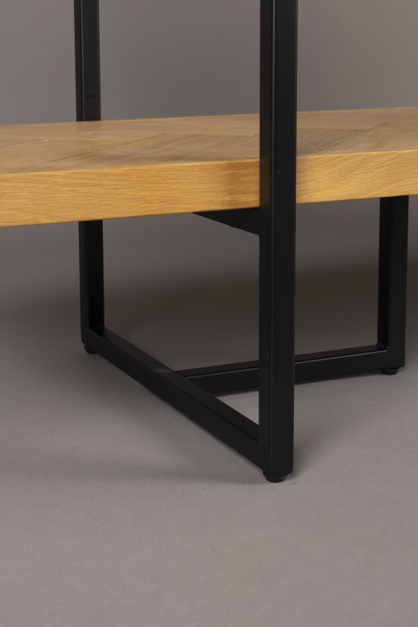 DUTCHBONE Class Bücherregal, mit 4 Regalen – natürliche Fischgräteneiche und schwarzer Stahl