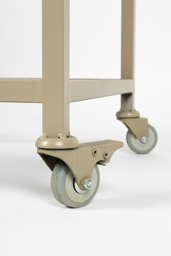 WHITE LABEL LIVING Botan S reol, m. 5 skuffer og hjul - mrkebrun MDF og sand metal