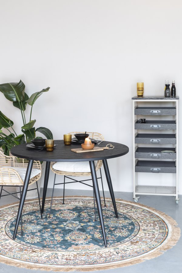 WHITE LABEL LIVING Botan S reol, m. 5 skuffer og hjul - mrkebrun MDF og sand metal