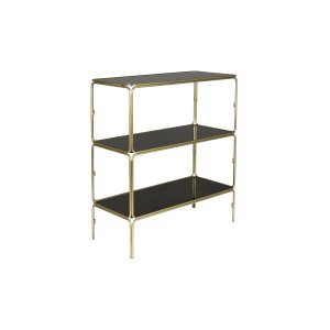 WHITE LABEL LIVING Liah Gold reol, m. 3 hylder - rgfarvet gr glas og guld jern