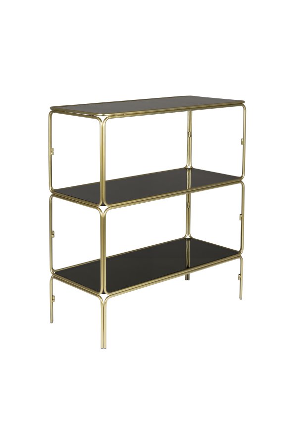 WHITE LABEL LIVING Liah Gold bokhylle, m. 3 hyller - rykgrtt glass og gullfarget jern