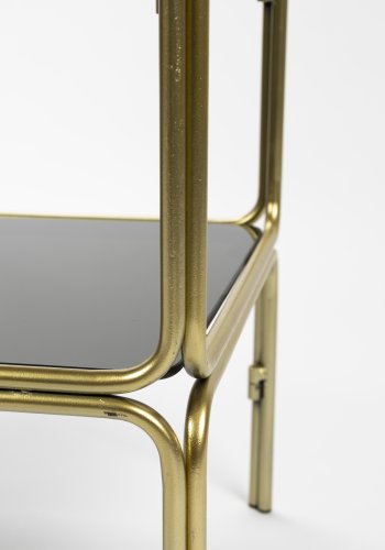 WHITE LABEL LIVING Liah Gold bokhylle, m. 3 hyller - rykgrtt glass og gullfarget jern