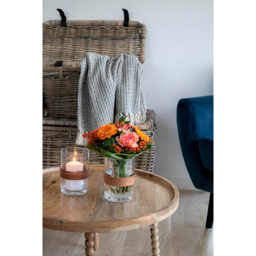 HOUSE NORDIC Depok oppbevaringskurv - gr rotting, rektangulr (sett med 3)