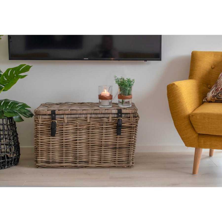 HOUSE NORDIC Depok oppbevaringskurv - gr rotting, rektangulr (sett med 3)