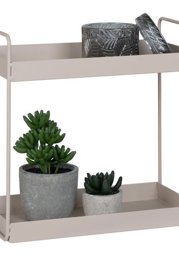 HOUSE NORDIC Stende Dobbel hylle, stl, sand, 2 hyller, 30x15x31 cm