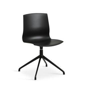 Liv matbordsstol, med vridfunktion - svart PVC och svart metall