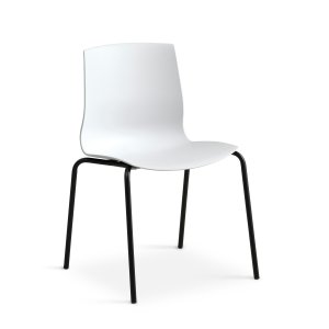 Liv spisebordsstol - hvid PVC og sort metal