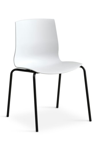 Liv spisebordsstol - hvit PVC og sort metall