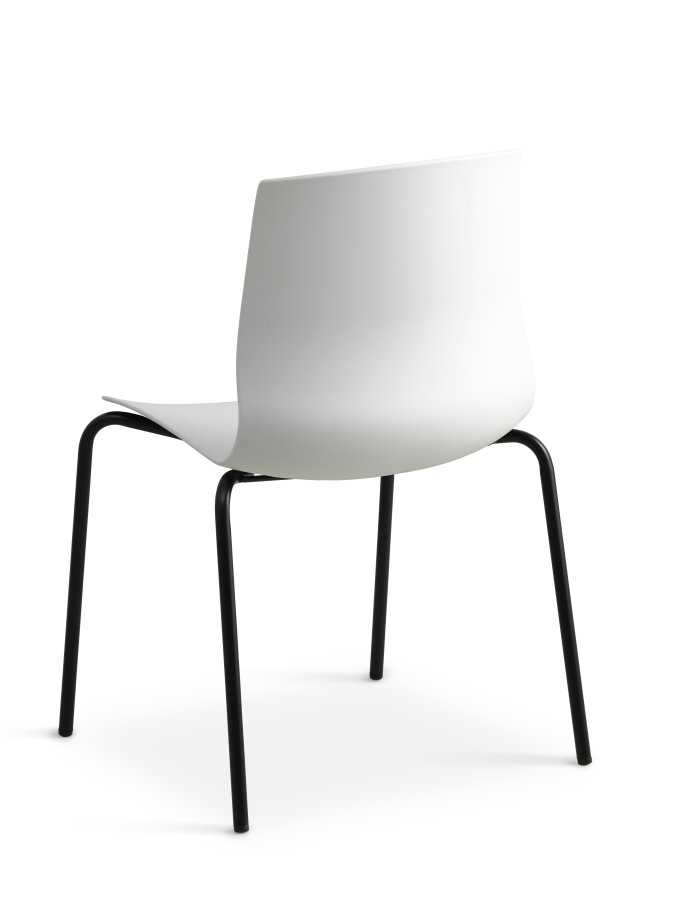 Liv spisebordsstol - hvit PVC og sort metall