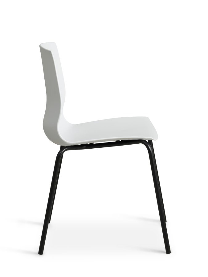 Liv spisebordsstol - hvit PVC og sort metall