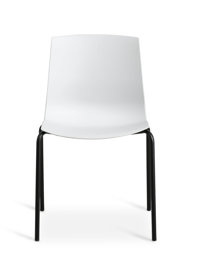 Liv spisebordsstol - hvit PVC og sort metall